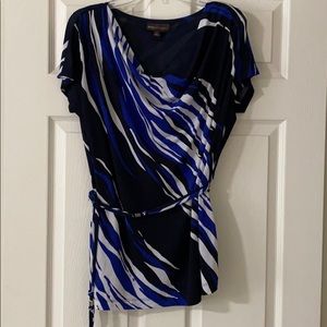 Black, White and Blue Blouse